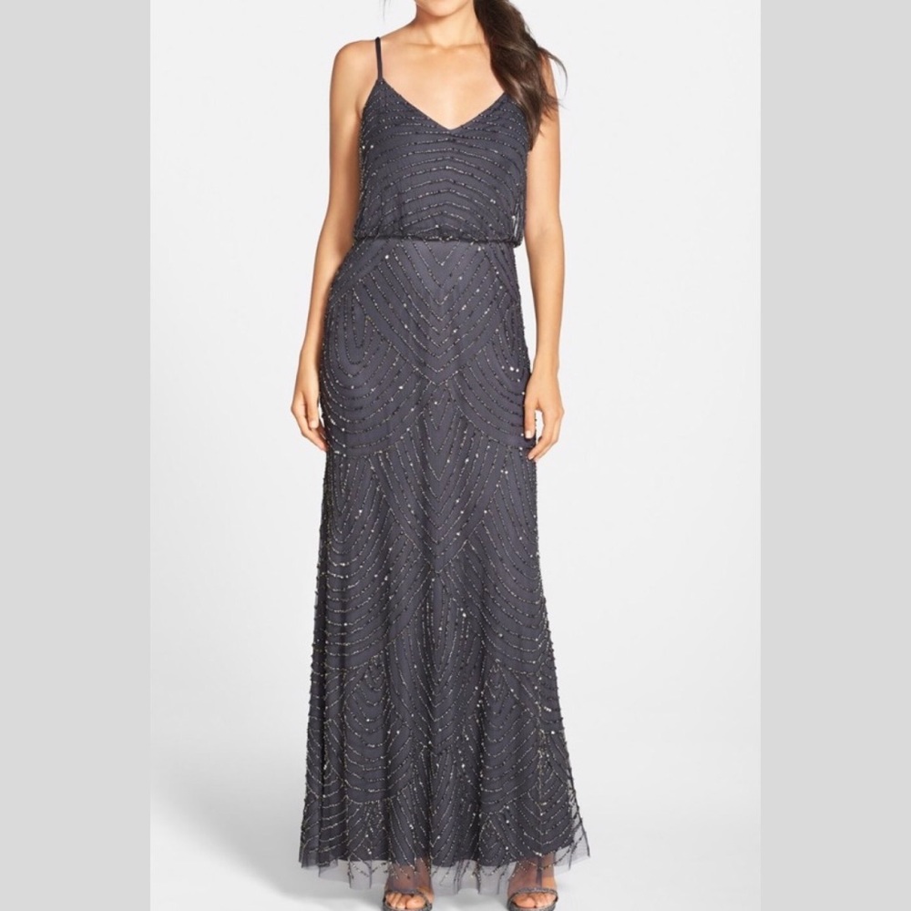 🎉HP🎉 💎ADRIANNA PAPELL Purple Embellished Gown - Picture 10 of 11